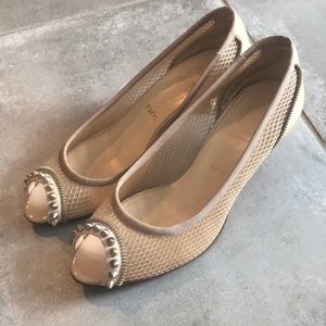 Christian Louboutin tan kitten heel sandals